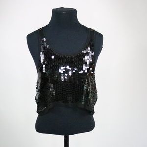 URBAN BEHAVIOR Sequin Crop Tank Top S Black